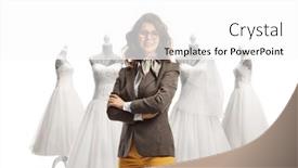  Presentation with indian bridal wear - Presentation having bridal-shop-owner-posing background and a white colored foreground