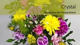  Presentation with bunch - Theme featuring bridal show - flower bunch background and a gold colored foreground