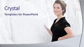  Presentation with bride - PPT theme consisting of bridal show - shop assistant picks background and a sky blue colored foreground