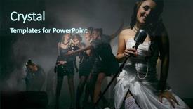  Presentation with singer - Slide set consisting of bridal show - young singer bride with microphone background and a tawny brown colored foreground