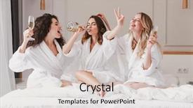  Presentation with wedding anniversary party invitation - Audience pleasing slide deck consisting of bridal shower - three european young women 20s backdrop and a light gray colored foreground