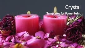  Presentation with red roses rose garden - PPT layouts having bridal shower - two red candle and red background and a dark gray colored foreground