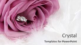  Presentation with wedding ring - PPT theme consisting of bridal shower - wedding ring in rose will background and a white colored foreground