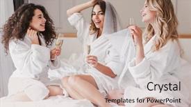  Presentation with apartment - Theme consisting of bridal shower - young three caucasian girls bridesmaids background and a soft green colored foreground