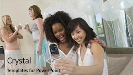  Presentation with bridal shower - Beautiful slides featuring bridal shower - young women photographing themselves using backdrop and a coral colored foreground