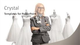  Presentation with wedding white - Slide set consisting of bridal-store-manager-posing background and a white colored foreground