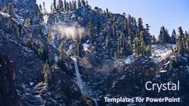  Presentation with yosemite - Beautiful slide deck featuring bridalveil-falls-waterfall-in-yosemite backdrop and a navy blue colored foreground