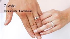  Presentation with married couple - Audience pleasing PPT theme consisting of ring bride - married couple holding their hands backdrop and a coral colored foreground