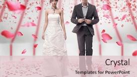  Presentation with wedding roses - Beautiful presentation featuring ring bride - wedding couple walking in roses backdrop and a lemonade colored foreground