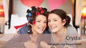  Presentation with wedding - Beautiful PPT theme featuring bride and bridesmaid getting ready backdrop and a coral colored foreground