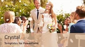  Presentation with confetti - PPT layouts enhanced with bride and groom at wedding background and a coral colored foreground