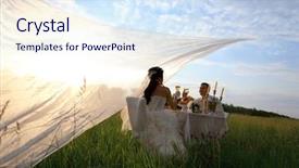  Presentation with wedding - PPT layouts consisting of bride and groom at wedding background and a sky blue colored foreground