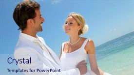  Presentation with lagoon - Audience pleasing slide deck consisting of bride and groom dancing backdrop and a lemonade colored foreground