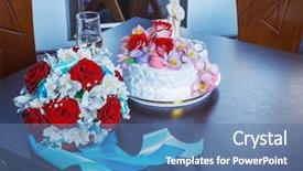  Presentation with bride - Amazing slide set having bride and groom decorated flower backdrop and a ocean colored foreground