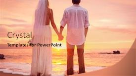  Presentation with married - Presentation design consisting of bride and groom enjoying amazing sunset on a beautiful tropical beach romantic married couple holding hands just married background and a coral colored foreground