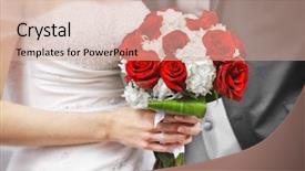  Presentation with bride - Audience pleasing theme consisting of bride and groom holding bridal backdrop and a lemonade colored foreground