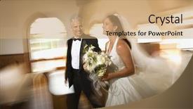  Presentation with effect - Presentation design featuring bride and groom leaving church background and a coral colored foreground