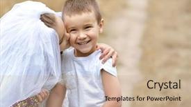  Presentation with young children playing - Beautiful slides featuring bride and groom playing wedding backdrop and a coral colored foreground
