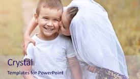  Presentation with young children playing - Cool new slides with bride and groom playing wedding backdrop and a sky blue colored foreground