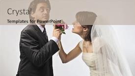  Presentation with bride - Colorful slides enhanced with bride-and-groom-quarreling backdrop and a mint green colored foreground