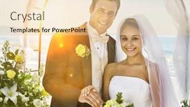  Presentation with bride - Presentation theme consisting of bride-and-groom-under-archway background and a lemonade colored foreground