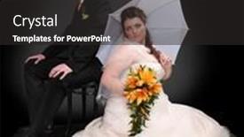  Presentation with bride - Slide deck featuring bride and groom of their wedding day retro style photography background and a dark gray colored foreground