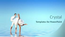  Presentation with sea water - PPT theme consisting of bride-and-groom background and a arctic colored foreground