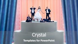  Presentation with bride and groom at wedding - PPT theme consisting of bride and many grooms figurine background and a gray colored foreground