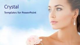  Presentation with flower wedding - Presentation theme featuring bride and wedding concept - young woman with rose flower background and a sky blue colored foreground