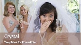  Presentation with bride - Presentation with bride celebrating at bridal shower background and a coral colored foreground