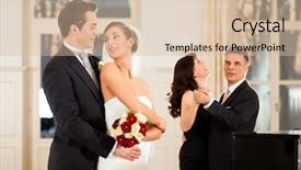  Presentation with waltz - Slides having bride groom and wedding guests background and a soft green colored foreground