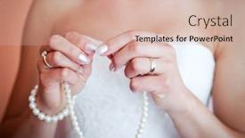  Presentation with pearls - Audience pleasing theme consisting of bride hands putting on pearls backdrop and a soft green colored foreground