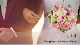  Presentation with holding hands family walking - PPT theme featuring bride-holding-on-her-father background and a coral colored foreground