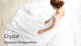  Presentation with bride - Slide deck consisting of gowns - bride in beautiful wedding gown background and a white colored foreground