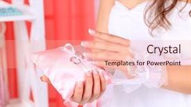  Presentation with wedding white - Colorful PPT theme enhanced with beautiful young woman resting at home interior backdrop and a coral colored foreground