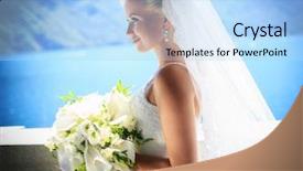 Presentation with wedding white - Theme having bride in white wedding dress background and a light blue colored foreground