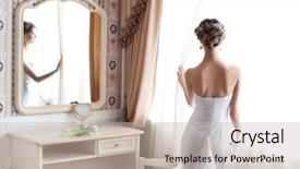  Presentation with wedding white - Presentation design featuring bride in white wedding dress background and a soft green colored foreground