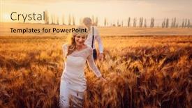  Presentation with country wedding - Slide deck with bride-leading-her-groom background and a lemonade colored foreground