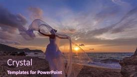  Presentation with tropical beach sunset - Presentation design consisting of bride-on-a-tropical-beach background and a tawny brown colored foreground