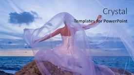  Presentation with tropical beach sunset - Presentation theme having bride-on-a-tropical-beach background and a light blue colored foreground