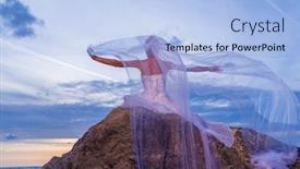  Presentation with tropical beach sunset - Audience pleasing PPT layouts consisting of bride-on-a-tropical-beach backdrop and a light blue colored foreground