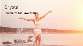  Presentation with tropical wedding - Audience pleasing slide set consisting of bride-on-beach-at-sunset backdrop and a cream colored foreground