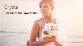  Presentation with tropical wedding - Beautiful PPT theme featuring bride-on-beach-at-sunset backdrop and a lemonade colored foreground