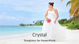  Presentation with island resort - Amazing PPT theme having bride posing on a beach in kuredu resort maldives island lhaviyani atoll backdrop and a white colored foreground