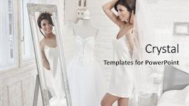  Presentation with bride - PPT theme with bride preparing on wedding-day background and a white colored foreground