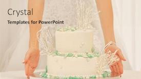  Presentation with bride - Audience pleasing slides consisting of bride-putting-beautiful-wedding-cake backdrop and a lemonade colored foreground