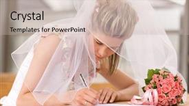  Presentation with marriage - Theme featuring bride sign up marriage certificate background and a soft green colored foreground