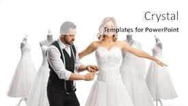  Presentation with bride - PPT theme having bride-trying-on-a-dress background and a white colored foreground