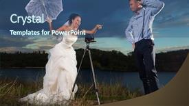  Presentation with bride - Cool new slides with bride using vintage photo camera backdrop and a ocean colored foreground