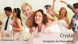  Presentation with bride - Colorful presentation design enhanced with bride with grandmother at wedding backdrop and a lemonade colored foreground